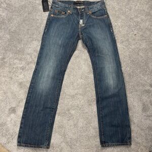 NEW Rivet De Cru Men's 31 Dark Wash Straight Leg Jeans 32" Inseam Button Fly